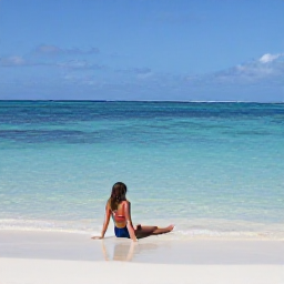 Caribbean Holidays, Aruba Solo Holidays, Solo traveller relaxing on a sunny white-sand beach in Aruba beside calm turquoise Caribbean water