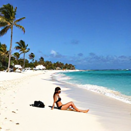 Caribbean Holidays, Aruba Solo Holidays, Solo traveller relaxing on a sunny white-sand beach in Aruba, turquoise Caribbean sea and palm trees