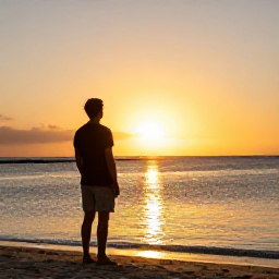 Caribbean Holidays, Aruba Solo Holidays, Solo traveller watching the sunset beside the Caribbean Sea in Aruba, warm golden light and relaxed beach atmosphere