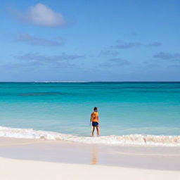 Caribbean Holidays, Aruba Solo Holidays, Traveller enjoying calm turquoise water and soft sand on Eagle Beach, Aruba, in February