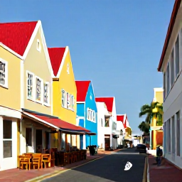 Caribbean Holidays, Aruba Solo October, Colourful Oranjestad street with Dutch-Caribbean architecture, caf&eacute;s, shops and a solo visitor exploring in warm October sunshine