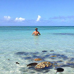 Caribbean Holidays, Aruba Solo October, Solo traveller snorkelling in clear calm water near Aruba, colourful fish, coral and a bright October sky