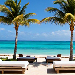 Caribbean Holidays, Aruba Spa Breaks, A tranquil luxury spa overlooking a bright turquoise Caribbean sea in Aruba, with palm trees, treatment cabanas and warm February sunshine