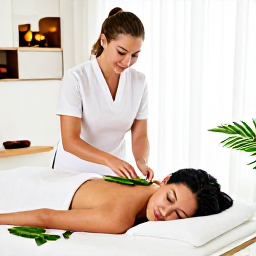 Caribbean Holidays, Aruba Spa Breaks, Aruba spa therapist preparing a natural treatment with aloe vera and tropical botanicals in a bright modern spa