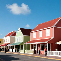 Caribbean Holidays, Aruba Walking Holidays, A relaxed walking tour through Oranjestad, Aruba, showing colourful Dutch-Caribbean buildings, local shops and pedestrians beneath sunny skies