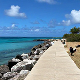 Caribbean Holidays, Aruba Walking Holidays, A sunny coastal walking trail beside turquoise Caribbean water in Aruba during January