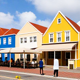 Caribbean Holidays, Aruba Walking Holidays, A traveller exploring Oranjestad on foot, passing colourful Dutch-Caribbean buildings, street caf&eacute;s and historic landmarks