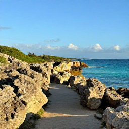 Caribbean Holidays, Aruba Walking Holidays, A warm December morning on an Aruba coastal walking trail, with rugged rocks, turquoise sea and clear blue sky