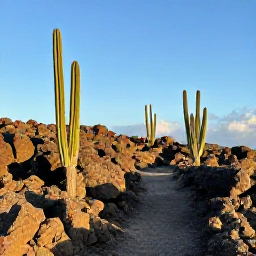 Caribbean Holidays, Aruba Walking Holidays, A warm November morning on an Aruba walking trail, with cacti, rugged volcanic rock and bright blue Caribbean sky