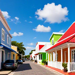 Caribbean Holidays, Aruba Walking Holidays, Visitors wandering through colourful Oranjestad streets with Dutch-style buildings, local shops and sunny Caribbean atmosphere