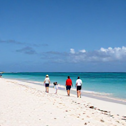 Caribbean Holidays, Aruba Walking Holidays, Walkers exploring the white sands and calm blue sea at Eagle Beach in Aruba