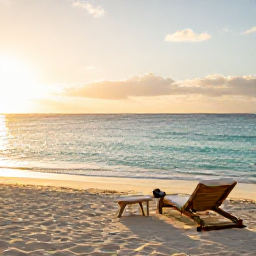 Caribbean Holidays, Aruba Wellness Retreats, Quiet Aruba beach at sunrise in August, soft golden light, calm turquoise sea and a comfortable wellness setting