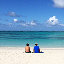 Caribbean Holidays, August Adults Only, A couple relaxing on a quiet white-sand beach in Turks and Caicos beneath a bright August sky