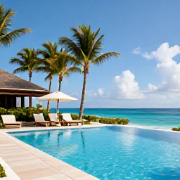 Caribbean Holidays, August Adults Only, A stylish adults-only resort in Turks and Caicos with palm trees, a swimming pool and ocean views