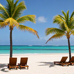 Caribbean Holidays, August Adults Only, Adults-only Caribbean resort in August with a quiet white-sand beach, turquoise sea, sun loungers and palm trees