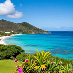 Caribbean Holidays, August Adults Only, Elegant coastal view of Saint Barth&eacute;lemy in August with turquoise bays, green hills and a clear Caribbean horizon