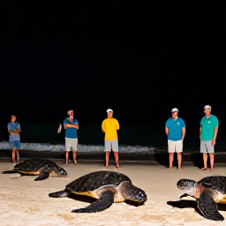 Caribbean Holidays, August Adventure, Visitors watching leatherback turtles arrive on a sandy Trinidad beach at night with a conservation guide