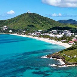 Caribbean Holidays, August Adventures, Aerial view of Saint Martin and Sint Maarten coastline in August, turquoise Caribbean water, green hills and bright beaches