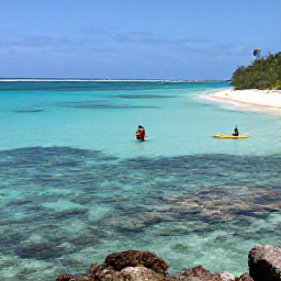 Caribbean Holidays, August Adventures, Kayakers and snorkellers exploring clear turquoise water around the Tobago Cays, with coral reefs, colourful fish and a quiet sandy beach