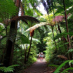 Caribbean Holidays, August Adventures, Travellers hiking through a verdant rainforest trail in Saint Lucia, with tall tropical trees, ferns and filtered sunlight
