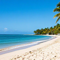 Caribbean Holidays, August All Inclusive, A sunny Caribbean beach in Trinidad and Tobago with calm turquoise water, soft sand, palm trees and a relaxed holiday atmosphere