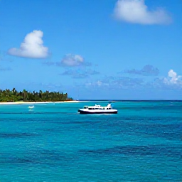 Caribbean Holidays, August Backpacking, A small inter-island ferry approaching the green Grenadine islands, with turquoise water, sailing boats and bright Caribbean sunshine