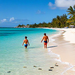 Caribbean Holidays, August Beach Holidays, A couple snorkelling in clear turquoise water off a Saint Barth&eacute;lemy beach, with colourful fish, pale sand and a sunny tropical coastline in the background