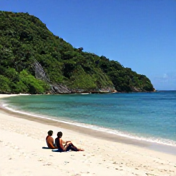 Caribbean Holidays, August Beach Holidays, Travellers relaxing on the soft white sand at Colombier Beach, with calm blue Caribbean water and lush hills surrounding the secluded bay