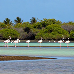 Caribbean Holidays, August Birdwatching, A Caribbean wetland with flamingos and wading birds among shallow pools and mangroves