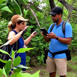 Caribbean Holidays, August Birdwatching, A friendly local birdwatching guide leading visitors along a nature trail in Turks and Caicos