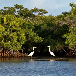 Caribbean Holidays, August Birdwatching, Tropical wetland and mangrove edge on Saint Vincent with herons, egrets and kingfishers in calm morning light