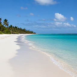 Caribbean Holidays, August Business Class, Long white sandy beach and clear shallow turquoise sea at Grace Bay, Providenciales, Turks and Caicos, in August sunshine