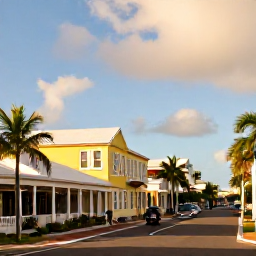 Caribbean Holidays, August BVI Holidays, Visitors exploring historic Road Town in Tortola, British Virgin Islands, in warm August sunshine with colourful buildings and palm trees