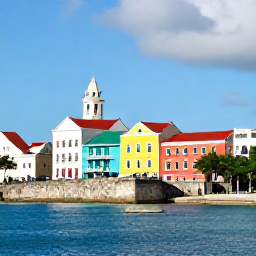 Caribbean Holidays, August Caribbean Holidays, Historic Caribbean town with colourful colonial buildings, a stone fort and visitors exploring a sunny waterfront