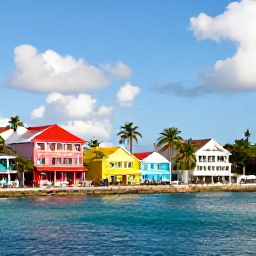 Caribbean Holidays, August City Breaks, Vibrant Bridgetown waterfront in Barbados on a sunny August morning, with colourful buildings, palm trees and relaxed holiday atmosphere