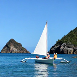 Caribbean Holidays, August Couples Holidays, A couple sailing between the British Virgin Islands on a bright August day, traditional boats, calm blue water and dramatic rocky coastlines