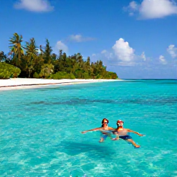 Caribbean Holidays, August Couples Holidays, Couple snorkelling in clear turquoise water beside a quiet Grenadine island beach in August