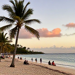 Caribbean Holidays, August Culture Holidays, Relaxed evening on a Saint Barth&eacute;lemy beach after a cultural day, with warm light, palm trees and people enjoying the shoreline