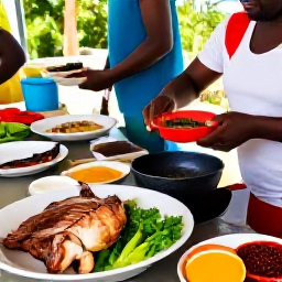 Caribbean Holidays, August Culture Holidays, Traditional Caribbean food being prepared at an outdoor gathering in Saint Barth&eacute;lemy, with fresh fish, spices and local ingredients
