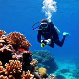 Caribbean Holidays, August Diving, A scuba diver exploring colourful coral reefs in clear Caribbean water off the Dominican Republic in August