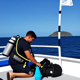 Caribbean Holidays, August Diving, Friendly local dive boat with scuba divers preparing equipment beside the Montserrat coastline