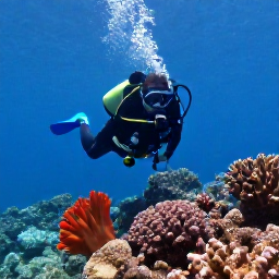 Caribbean Holidays, August Diving Holidays, Scuba diver exploring a colourful Caribbean coral reef in clear blue water during August