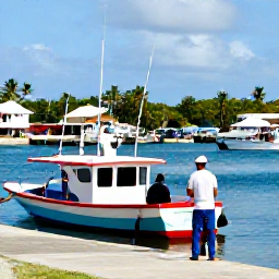 Caribbean Holidays, August Fishing, A relaxed harbour scene in Marigot and Philipsburg with fishing boats, palm trees and anglers returning after a day at sea