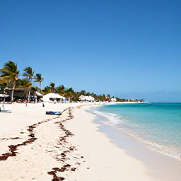 Caribbean Holidays, August Holidays, A sunny Cura&ccedil;ao beach in August with calm turquoise water, white sand, palm trees and a relaxed Caribbean atmosphere
