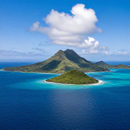 Caribbean Holidays, August Holidays, Aerial view of Saint Vincent and the Grenadines with turquoise sea, green volcanic islands and a bright Caribbean sky