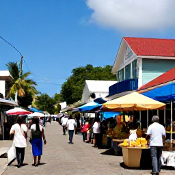 Caribbean Holidays, August Holidays, Colourful local market and lively street scene in Basseterre, Saint Kitts, with tropical produce, friendly vendors and historic buildings