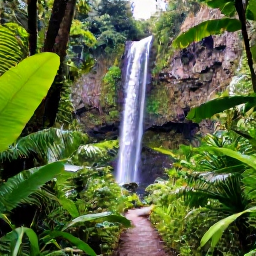 Caribbean Holidays, August Holidays, Lush tropical rainforest, a waterfall and a walking trail on Saint Vincent island in the Caribbean
