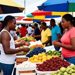 Caribbean Holidays, August Holidays, Visitors exploring a colourful Caribbean market in Marigot during August, local produce, spices and friendly atmosphere