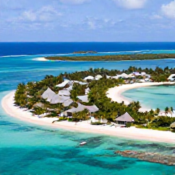 Caribbean Holidays, August Honeymoons, Aerial view of a romantic Bahamian resort surrounded by white sand, turquoise sea and green islands under a sunny sky