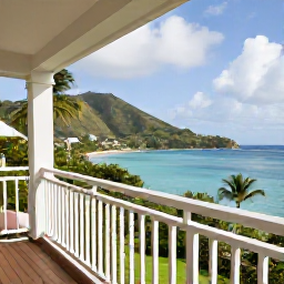 Caribbean Holidays, August Honeymoons, Elegant honeymoon accommodation overlooking a Caribbean bay in Saint Vincent and the Grenadines, private balcony, tropical garden and calm sea